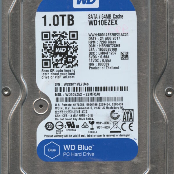 WD10EZEX WCC6Y 08:17 WESTERN DIGITAL 1TB