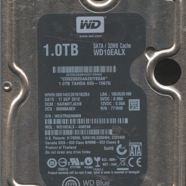 WD10EALX WCATR 09:12 WESTERN DIGITAL 1TB