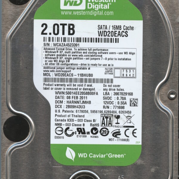 WD10EACS WCAZA 02:11 WESTERN DIGITAL 2TB