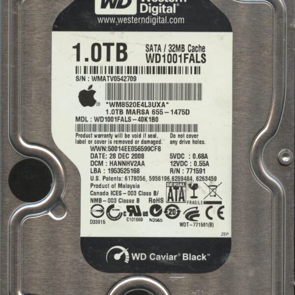 WD1001FALS WMATV 12:08 WESTERN DIGITAL 1TB