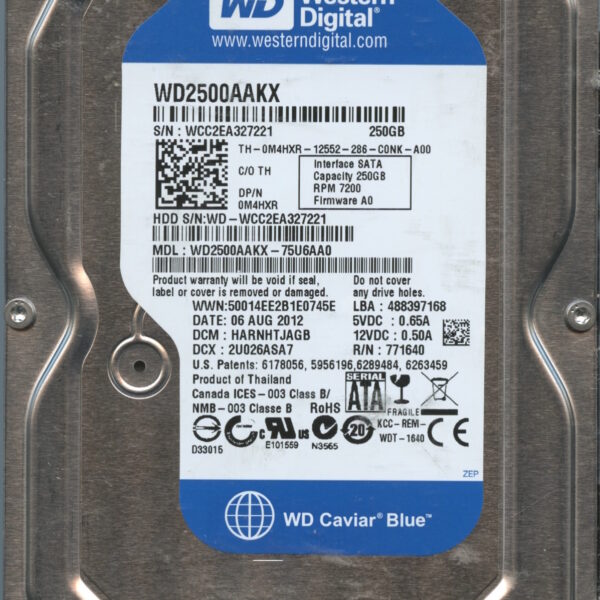 WD2500AAKX WCC2E 08:12 WESTERN DIGITAL 250GB