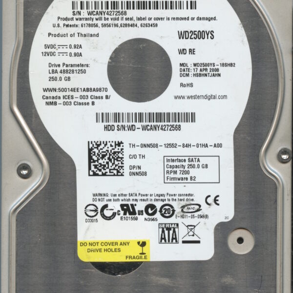 WD2500JS WCANY 04:08 WESTERN DIGITAL 250GB