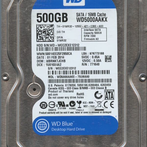 WD5000AAKX WCC2E 02:14 WESTERN DIGITAL 500GB