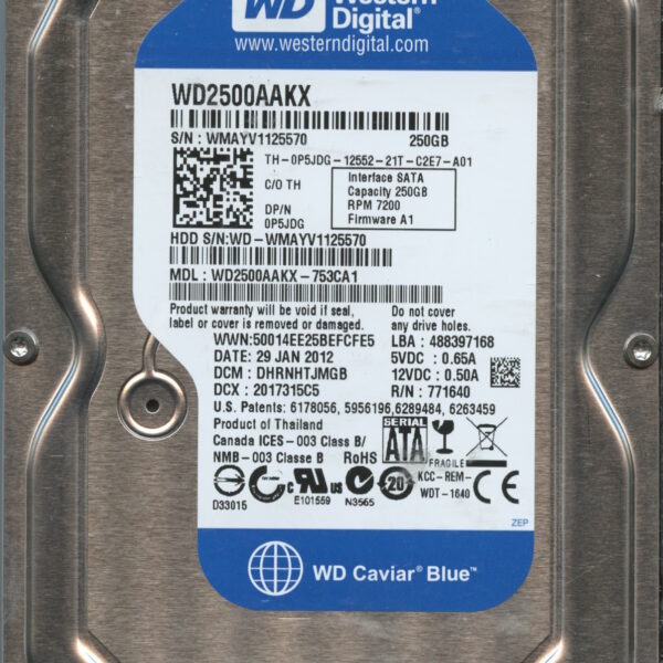 WD2500AAKX WMAYV 01:12 WESTERN DIGITAL 250GB