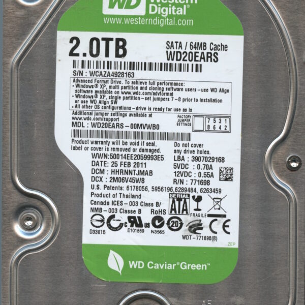 WD20EARS WCAZA 02:11 WESTERN DIGITAL 2TB