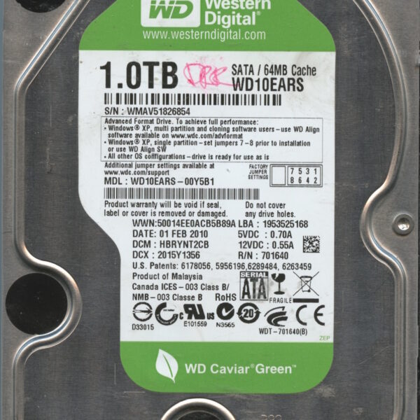 WD10EARS WMAV5 02:10 WESTERN DIGITAL 1TB