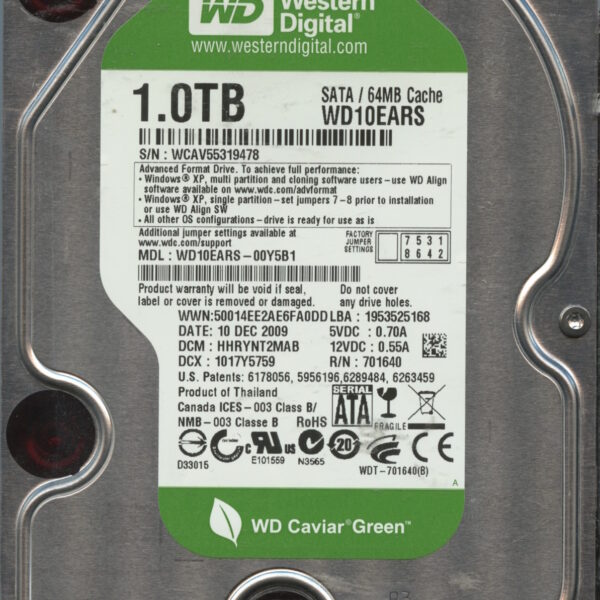 WD10EARS WCAV5 12:09 WESTERN DIGITAL 1TB