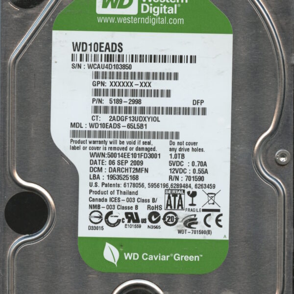 WD10EADS WCAU4 09:09 WESTERN DIGITAL 1TB