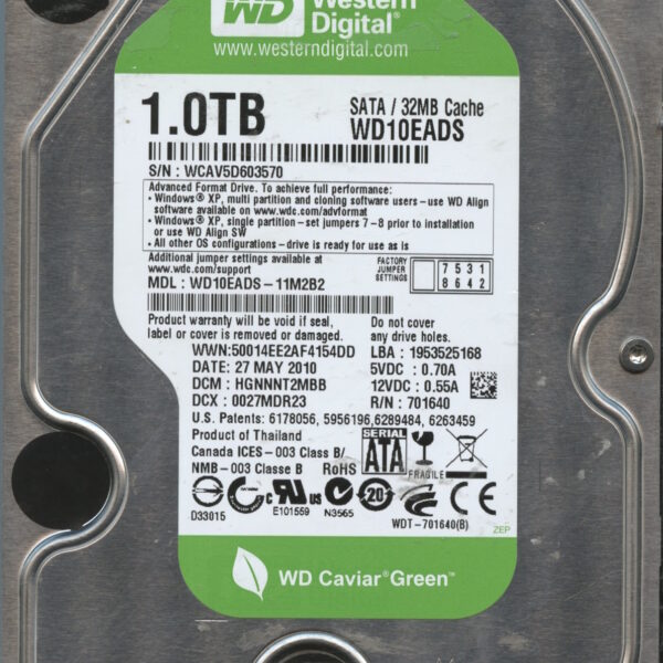 WD10EADS WCAV5 05:10 WESTERN DIGITAL 1TB