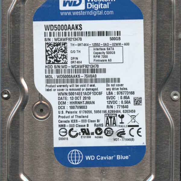 WD5000AAKS WCAWF 10:10 WESTERN DIGITAL 500GB