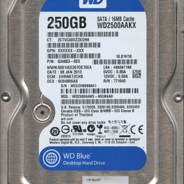 WD2500AAKS WCC2H 01:13 WESTERN DIGITAL 250GB