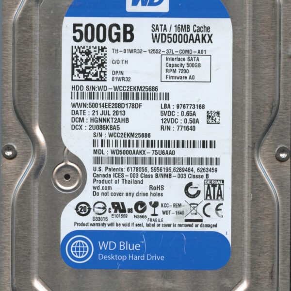 WD5000AAKX WCC2E 07:13 WESTERN DIGITAL 500GB