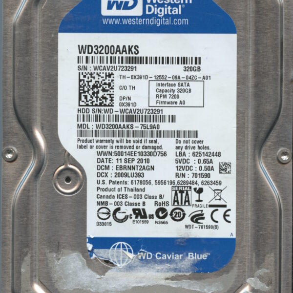 WD3200AAKS WCAV2 09:10 WESTERN DIGITAL 320GB