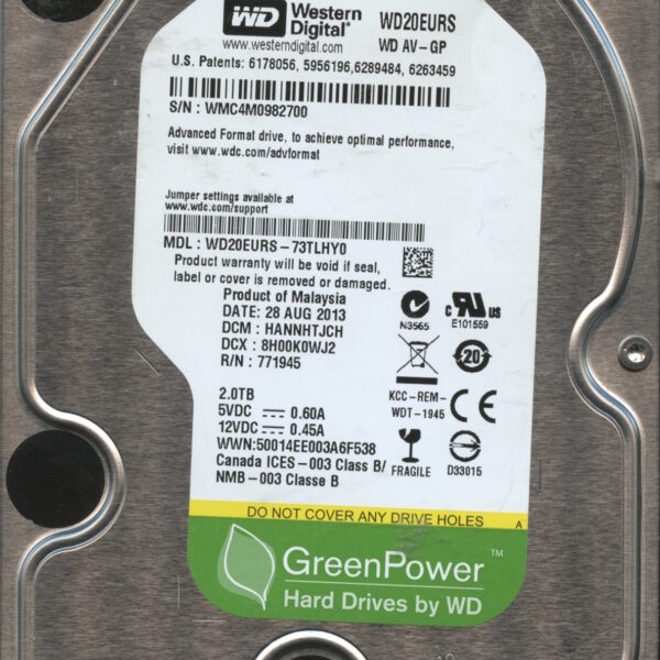 WD20EURS WMC4M 08:13 WESTERN DIGITAL 2TB