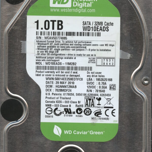 WD10EADS WCATR 05:10 WESTERN DIGITAL 1TB