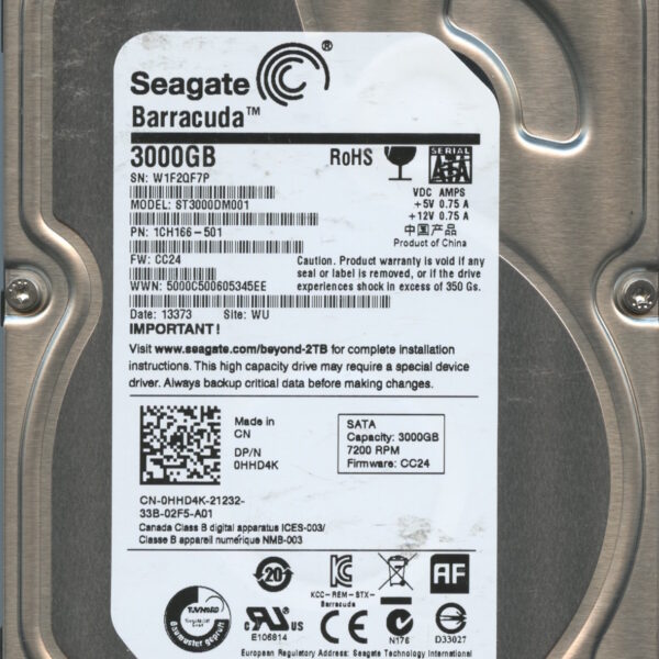 SEAGATE ST3000DM001 CC24 1CH16-501 3TB