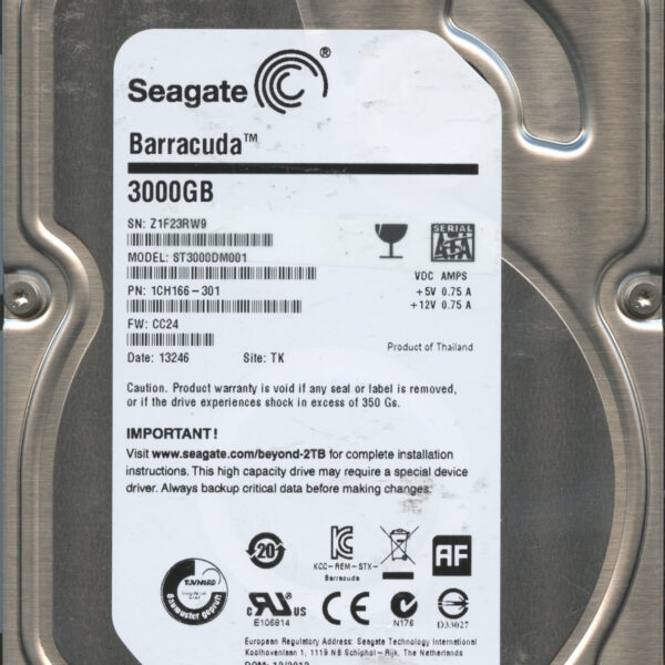 SEAGATE ST3000DM001 CC24 1CH166-301 3TB