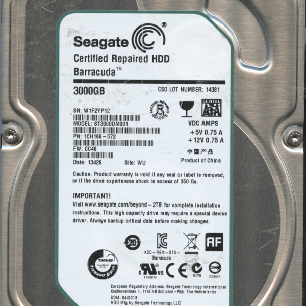 SEAGATE ST3000DM001 CC46 1CH166-572 3TB