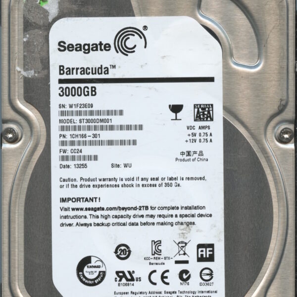 SEAGATE ST3000DM001 CC24 1CH166-301 3TB