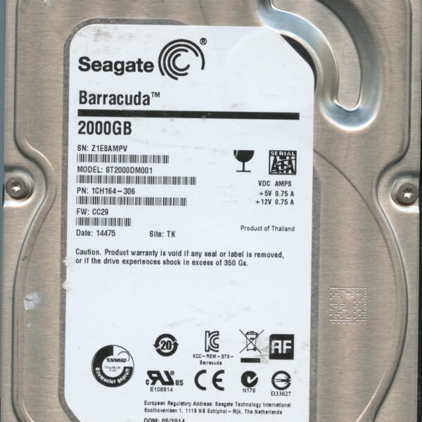 SEAGATE ST2000DM001 CC29 1CH164-306 2TB