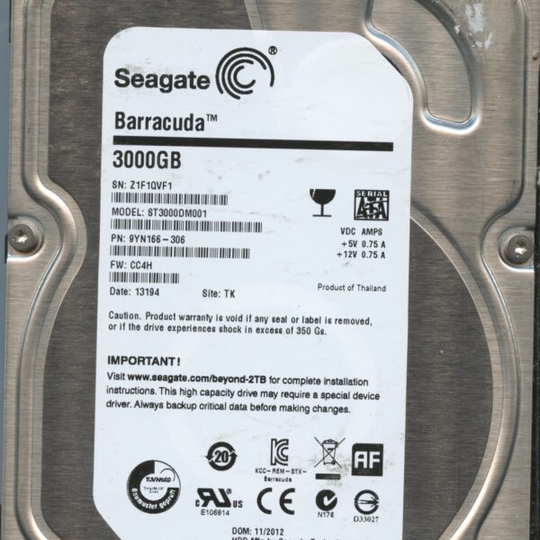 SEAGATE ST3000DM001 CC4H 9YN166-306 3TB