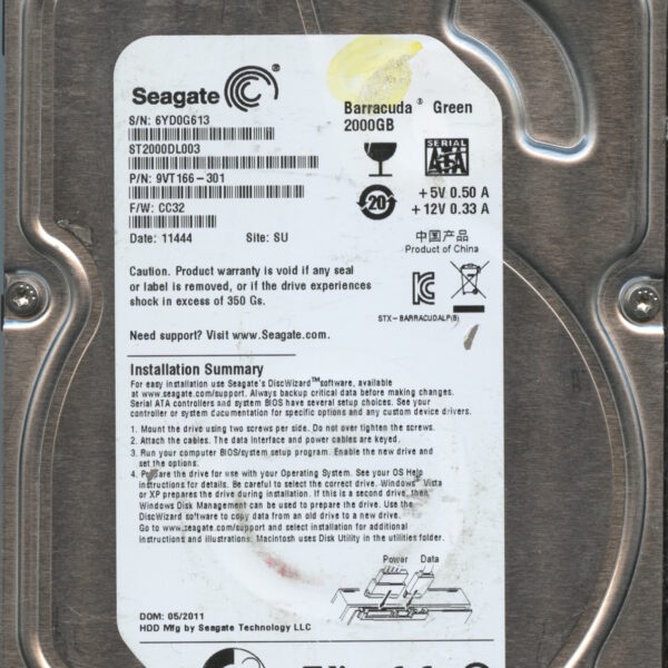 SEAGATE ST2000DL003 CC32 9VT166-301 2TB