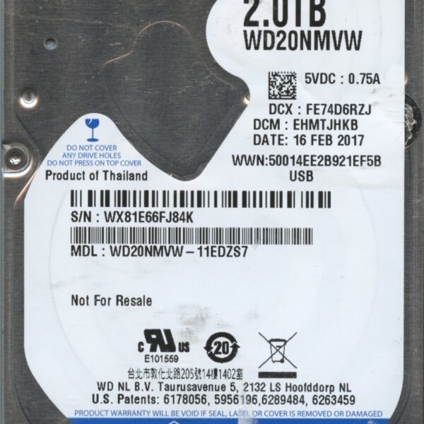 WD20NMVW WX81E 02:17 WESTERN DIGITAL 2TB