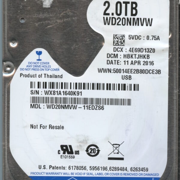 WD20NMVW WX11A 04:16 WESTERN DIGITAL 2TB