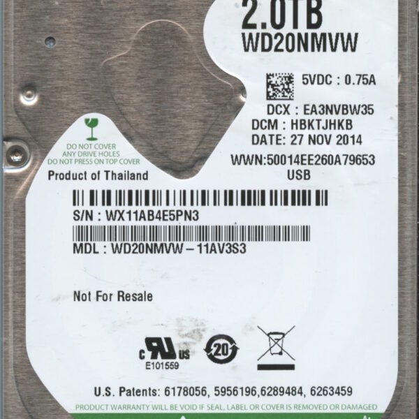 WD20NMVW WX11A 11:14 WESTERN DIGITAL 2TB