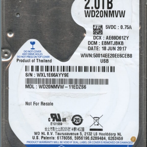 WD20NMVW WXLE6 06:17 WESTERN DIGITAL 2TB