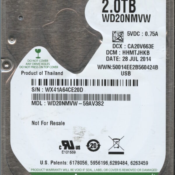 WD20NMVW WX41A 07:14 WESTERN DIGITAL 2TB