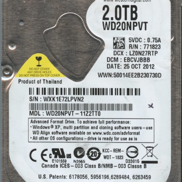 WD20NPVT WXK1E 10:12 WESTERN DIGITAL 2TB