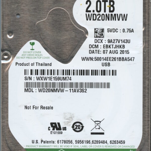 WD20NMVW WXW1E 08:15 WESTERN DIGITAL 2TB