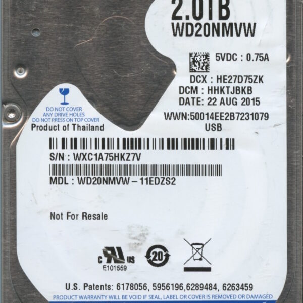 WD20NMVW WXC1A 08:15 WESTERN DIGITAL 2TB