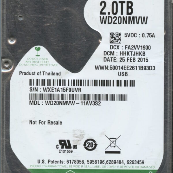 WD20NMVW WXE1A 02:15 WESTERN DIGITAL 2TB