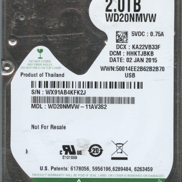 WD20NMVW WX91A 01:15 WESTERN DIGITAL 2TB