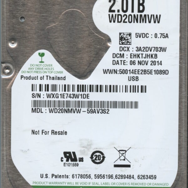 WD20NMVW WXG1E 11:14 WESTERN DIGITAL 2TB