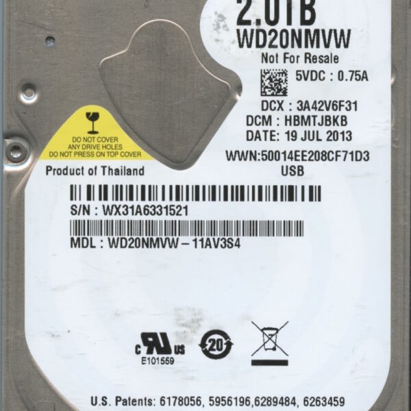 WD20NMVW WX31A 07:13 WESTERN DIGITAL 2TB