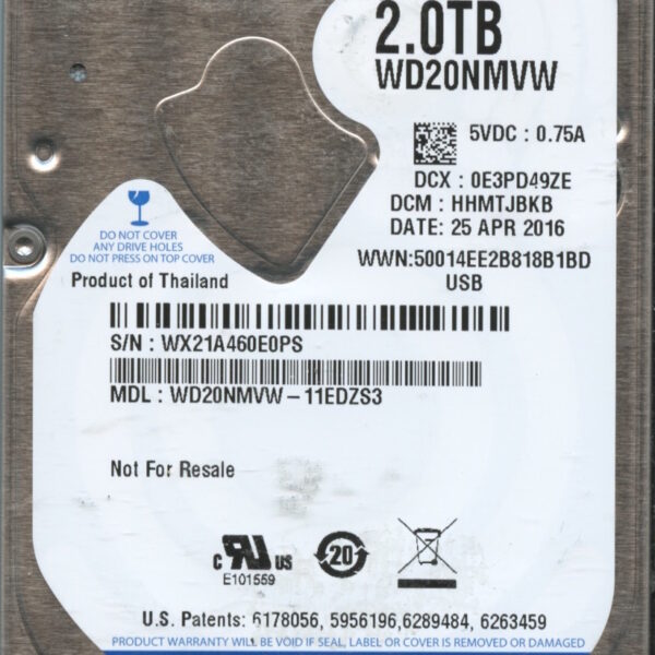 WD20NMVW WX21A 04:16 WESTERN DIGITAL 2TB