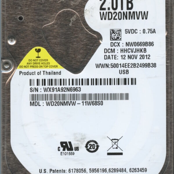 WD20NMVW WX91A 11:12 WESTERN DIGITAL 2TB