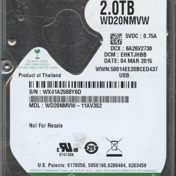 WD20NMVW WX41A 03:15 WESTERN DIGITAL 2TB