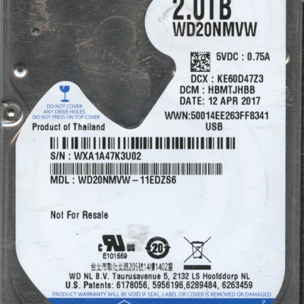 WD20NMVW WXA1A 04:17 WESTERN DIGITAL 2TB