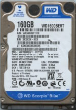 WD1600BEVT WX50A 11/09 WESTERN DIGITAL 160GB