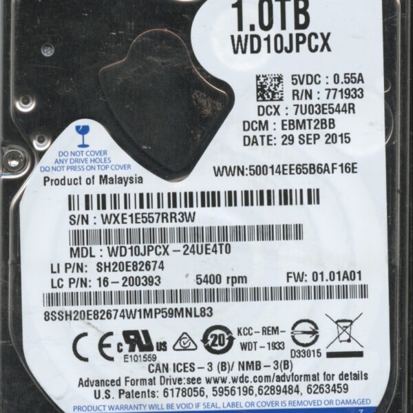 WD10JPCX WXE1E 09:15 WESTERN DIGITAL 1TB