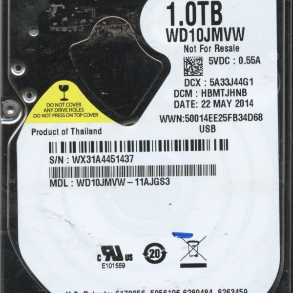 WD10JMVW WX31A 05:14 WESTERN DIGITAL 1TB