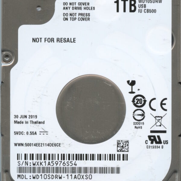 WD10SDRW WXK1A 06:19 WESTERN DIGITAL 1TB