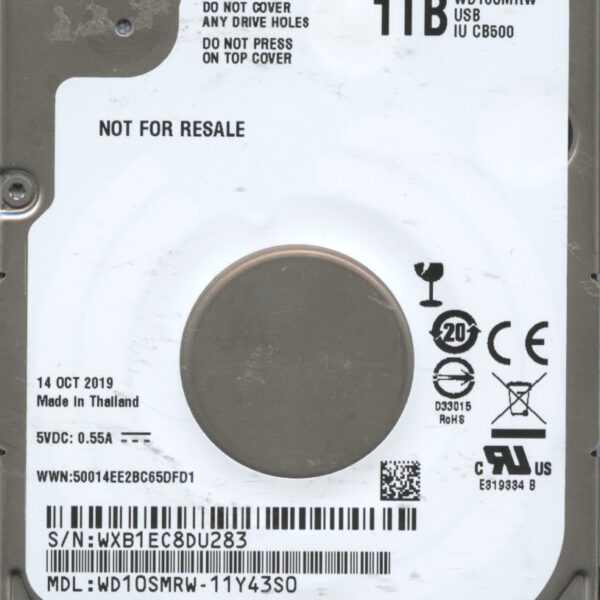 WD10SMRW WXB1E 10:19 WESTERN DIGITAL 1TB