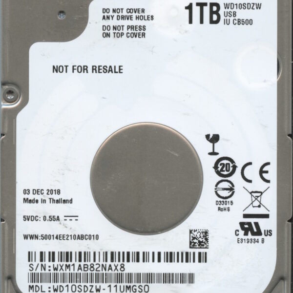 WD10SDZW WXM1A 12:18 WESTERN DIGITAL 1TB