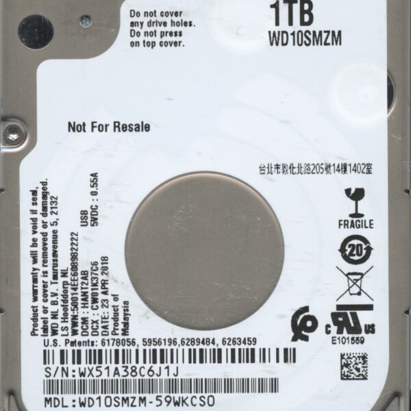 WD10SMZM WX51A 04:18 WESTERN DIGITAL 1TB