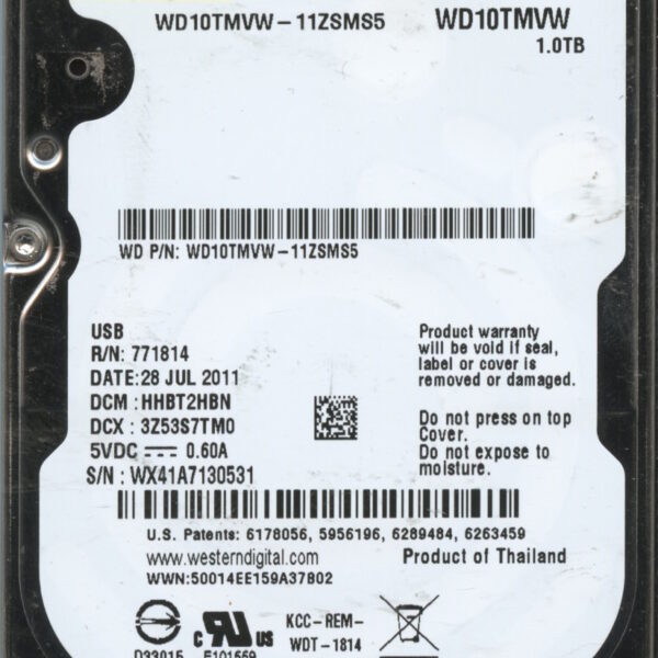 WD10TMVW WX41A 07:11 WESTERN DIGITAL 1TB